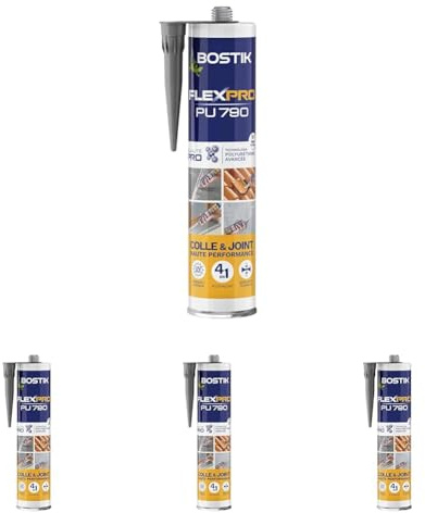 Bostik Mastic Colle & Joint Polyuréthane Flexpro PU 790 Gris anthracite Ral 7016, Multi-Usages, Intérieur et Extérieur, Cartouche de 300 ml (Lot de 4)