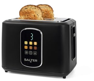 Salter Toast Rite Tostapane Digitale a 2 Fette con Display Touch LED - Controllo Preciso della Doratura, Timer Integrato, Funzioni Scongelamento, Riscaldamento e Annulla, 930W