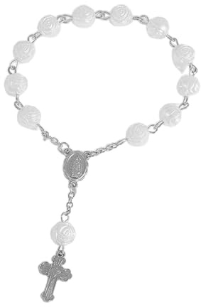 Kaeltsyn Pulsera de Bautismo de bebé, Pulsera de Rosario religioso, Cuentas de oración únicas, Suministros para Baby Shower únicos