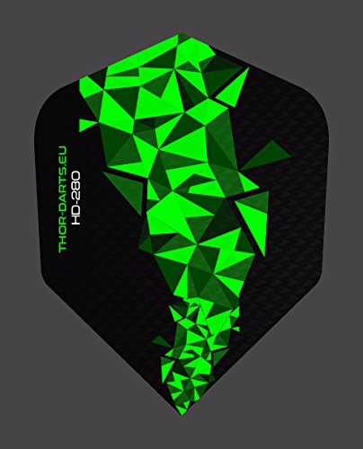 THOR-DARTS 20 set (=60Flight) 150 Micron extra Strong Darts Flights HD-280 F2 svartgrön extra lång hållbar (150 mic, jämförbar noshörning eller femkamp HD150) (60)