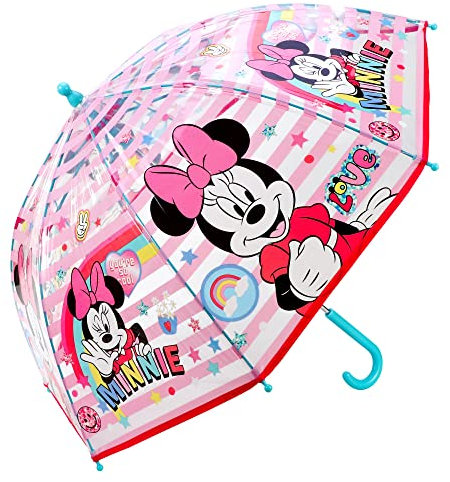 Quickdraw Supplies Minnie Mouse Umbrella Kids Childrens Brolly POE Dome Transparent Umbrella