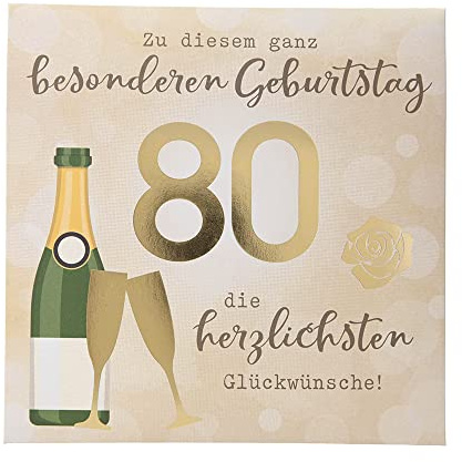 Depesche 0011694-012 popup gratulationskort till 80. Födelsedag vikbart kort med musik, ljuselement och ett originellt ordspråk, födelsedagskort inklusive kuvert, format 15,5 x 15,5 cm