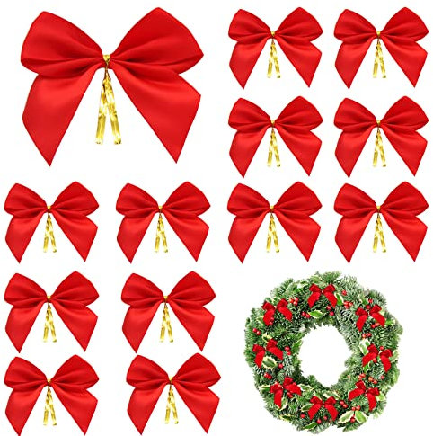 Detontek 50 Stücke Weihnachtsschleifen, Weihnachtsschleifen Rot, Weihnachtsbaum-Schleifen, Zierschleifen,für Weihnachten Dekoration, Geschenkboxen Dekoration