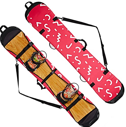 WEALTHY73 Tragbare Snowboardtasche Snowboardschutz Eine Schulter-Aufbewahrungstasche für Skiausrüstung SBR-Gummi Wasserdichtes, Verschleißfestes Gewebe,Red,150CM