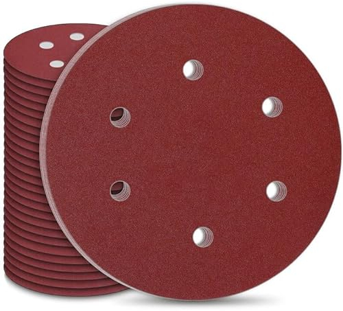 STEBRUAM Schleifpapier 225mm Klett, 30 Stück 225mm Schleifscheiben für Trockenbauschleifer Schleifgiraffe Langhalsschleifer Schleifen Giraffe Körnung 5X P60/80/120/180/240/400 6 Loch