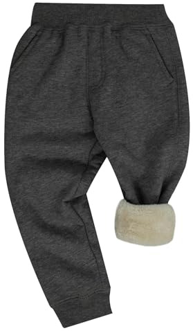 Adigau Pantalon Hiver Enfant en Polaire Pantalons de Jogging Couleur Unie Garçon Fille Pantalon Sport Hiver Chaud Gris 9-10 Ans