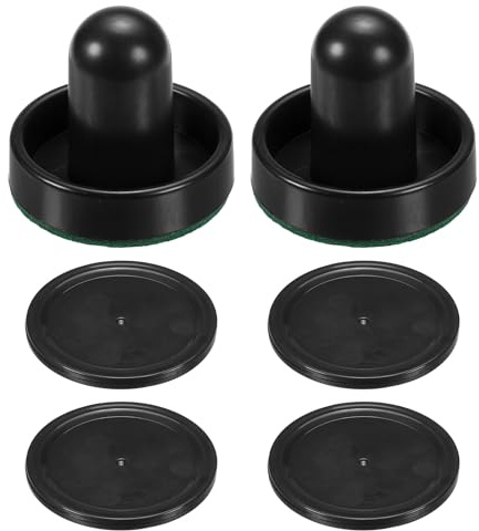 PATIKIL 60mm Air Hockey Pushers and Air Hockey Pucks, Handles Paddles Replacement Accessory for Table Game(2 Pushers with Pads, 4 Pucks)