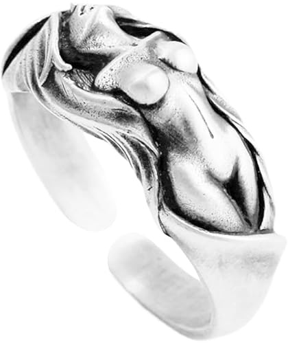 OIDIMS Bague vintage avec corps nu de la dame pour homme et femme - Bague unique ouverte et réglable pour phalange, queue, pouce, doigt, anniversaire, Saint-Valentin, anniversaire de mariage