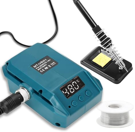 TPDL Digital lödkolv med 60 W batteri för Makita 18 V - justerbar temperatur 180–480 °C, 50 g tråd, stativ, på/av-brytare