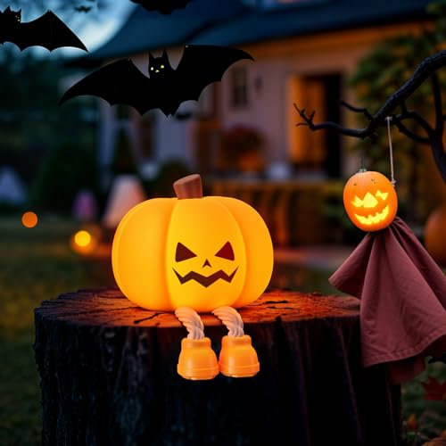 YISSVIC Halloween Decorazioni Luce Notturna Bambino Zucca Halloween Silicone Ricaricabile Tipo C con Timer Regalo Bambino