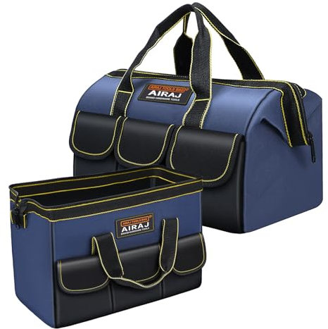 Werkzeugtasche 2 Stück | AIRAJ 14 und 16 Zoll Werkzeugtasche Großer Öffnung | Hochwertiges Oxford-Gewebe | Einfacher Zugriff Werkzeuge | Werkzeugkasten | Werkzeug-Organizer | Verabschieden Unordnung