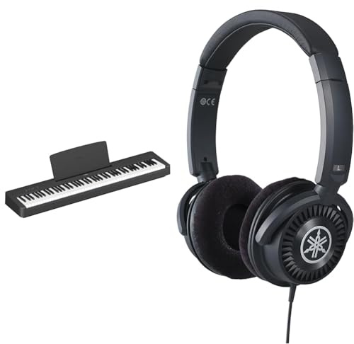 Yamaha P-145 Digital Piano with 88 Graded Hammer Compact Keys bundled with HPH-150 Headphones