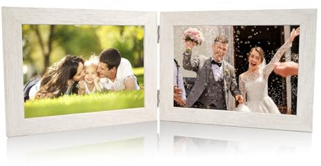 Portafoto Pieghevole in Legno Doppia,2 Cornice per 7 Pollici 13x18cm Foto Cornice Doppia,Portafoto Doppio,Cornice Pieghevole In Legno,Pieghevole in Chiaro Doppio Collage,per Famiglia, Regalo di Nozze