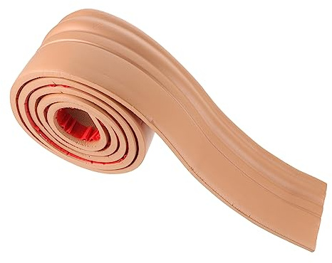 Homoyoyo Moldura De Zócalo Adhesiva Despegable Flexible, Molde De Zócalo De Pared Autoadhesiva, Color Marrón, 9.8 Cm De Ancho, Rollo De 2 Metros Para Decoración De Sala, Cocina y Baño