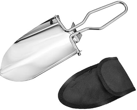 Pala Plegable de Acero Inoxidable para Jardinería y Actividades al Aire Libre, Mini Pala Portátil con Funda de Transporte, para Camping, Excursionismo y Trabajo en el Jardín, Resistente a la Corrosión