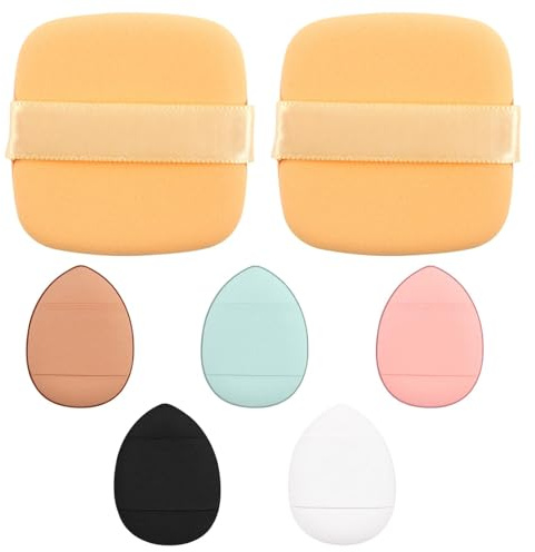 5 Pièces Mini Houppette Doigt, 2 BoufféEs de Poudre CosméTique, Mini Éponge Anti Cernes, Fond de Teint, Poudre Libre, Éponge Maquillage Réutilisable, Houpette Maquillage Teint, Éponge Goutte