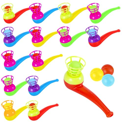 15 PCS Tubo de Soplado Flotante, Juego de Bolas de Pipa de Soplado, Bolas Flotante de Plástico, Juguete de Bola Flotante para Niños, para Fiestas, Cumpleaños, Recompensas del Juego (Color Aleatorio)