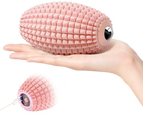 YIXIUTEN Vibrating Massage Ball for Muscle Recovery, Silicone Myofascial Massage Ball, Plantar Fasciitis Relief,Hip & Psoas Release, Deep Tissue & Trigger Point Roller for Neck, Back, Foot (Pink)