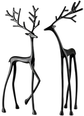 Generisch Decoración navideña de reno negro, figuras modernas de alce y ciervo, decoración elegante para interior de Navidad, alféizar de ventana, salón, dormitorio y oficina, construcción resistente