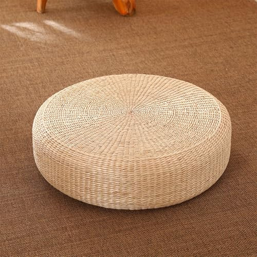 HJYXXSR Puf otomano Redondo Tejido con Cuerda Bohemia, cojín de Suelo con Bordes Redondos de Estilo japonés, Adecuado para Sala de Estar, Dormitorio, ventanal y balcón D:40cm/15.7 H:10cm/3.9