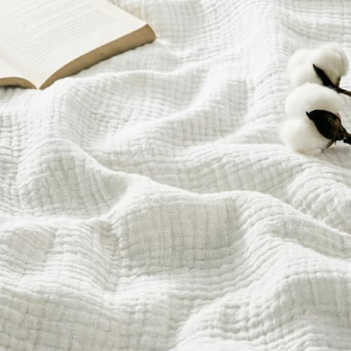 SEDEX Musselin Decke 150 x 200 cm 6-lagig, Muselindecke Erwachsene, 100% Baumwolle Tagesdecke & Bettüberwurf, vorgewaschene Gazedecke, Sommerdecke Kuscheldecke Sofadecke Baumwolldecke Couch Überwurf