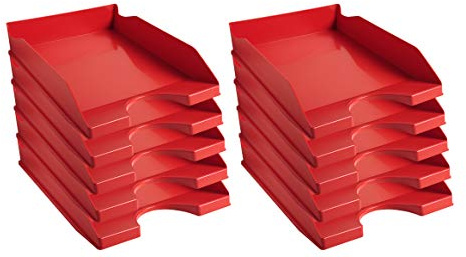 Exacompta - Cod.123107D - Confezione da 10 Vaschette portacorrispondenza Ecotray Office per formato A4+ - Impilabili - Capacità 500 fogli 80 gr - Dimensioni : 34,5 x 25,5 x 6,5 cm - Rosso
