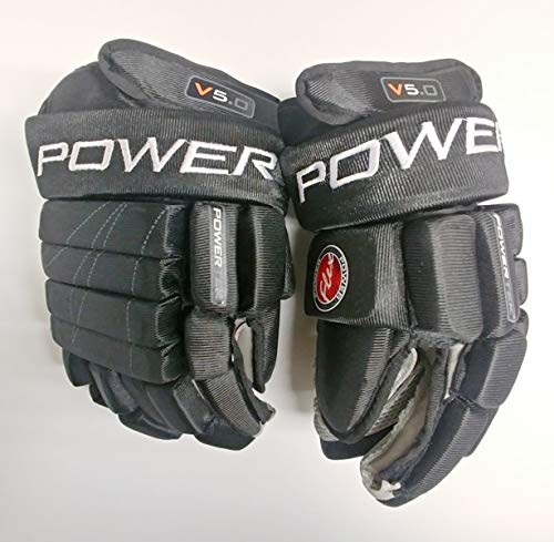 PowerTek V5.0 Tek Senior Ice Hockey Gloves, Flexible Full Motion Cuff (Black, 15)