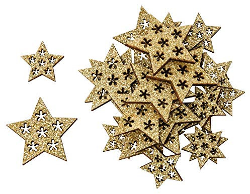 Dio dekorative weihnachtliche Streudeko Tischdeko Basteldeko Stern mit Glitzer, irisierend glänzend oder farbig (1, Glitzer Gold)