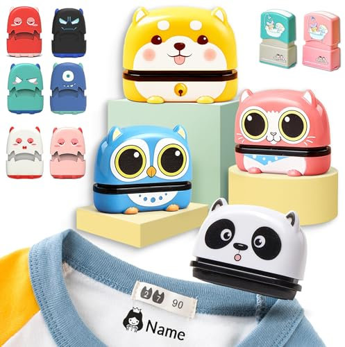 Personalisierter Stempel, Kids Namen Textilstempel, Personalisierte Stempel Kinder kleidung Kindergarten Benutzerdefinierter Namensstempel, 13 Stile und 36 Symbole