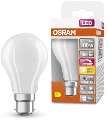 OSRAM Superstar dimmbare LED-Lampe mit besonders hoher Farbwiedergabe (CRI90) für B22d-Sockel, mattes Glas ,Warmweiß (2700K), 1521 Lumen, Ersatz für herkömmliche 100W-Leuchtmittel, dimmbar, 1-er Pack