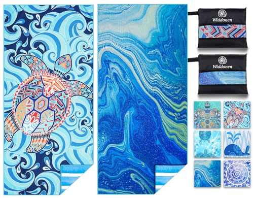 2 Pack Microfiber Lightweight Beach Towel Sand Free Quick Dry Absorbent Thin Compact Towels for Swimming Pool Camping Beach Accessories Large Easy Pack Travel Things for Vacation Essentials Gift