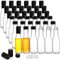 Cedilis 36 Pack Small Glass Bottle, 3oz/100ml Glass Woozy Bottle, Empty Mini Hot Sauce Bottles, Clear Liquor Wine Bottles with Shrink Capsule, Black Screw Caps, Dripper Insert