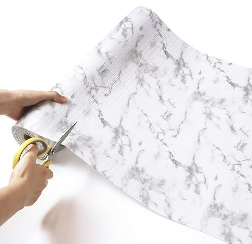 BSDLZCH Drawer & Shelf Liner - 30cm x 900cm, Non-Adhesive, Non-Slip, Waterproof, Thickened Shelf Liner Paper for Kitchen, Bathroom (Marble)