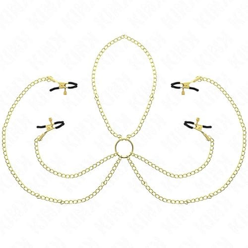 KINK - PINZAS PARA PEZONES Y CLÍTORIS 4 ENGANCHES AJUSTABLE DORADO