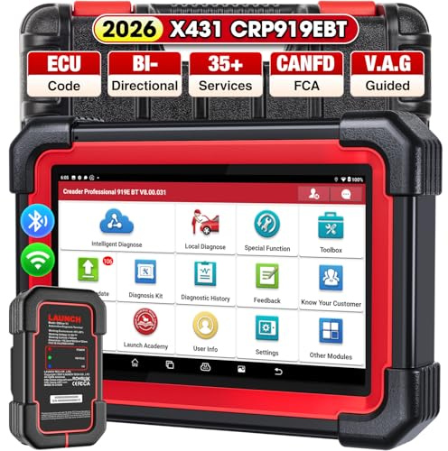 LAUNCH X431 CRP919EBT OBD2 Scanner, Advanced Wireless Bluetooth Bidirectional Scan Tool, ECU Code, CANFD/DOIP, FCA AutoAuth, 35+ Resets, VAG Guided, All Systems for all Vehicles, Upgraded of CRP919E