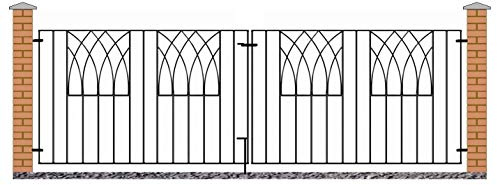 Abbey Modern Metal Driveway Garden Gates Wrought Iron Style Dual Swing Gate (2755mm Gap x 812mm High ABZP11)