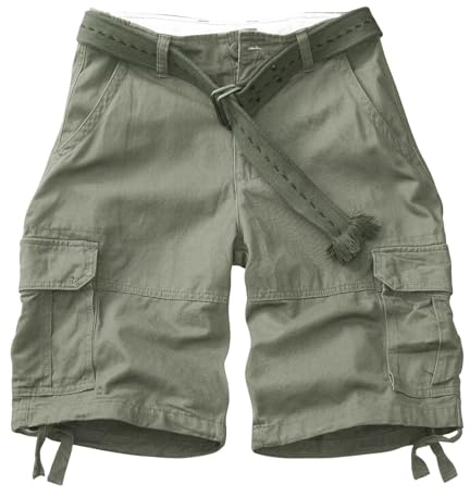 VATINNT Mens Cargo Shorts Casual Cotton Combat Shorts 8063 Light Army 34