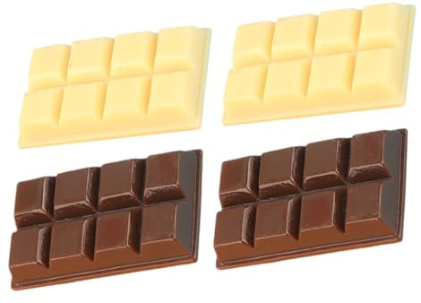 Lot de 4 faux chocolats en résine - Décoration élégante pour la maison, mariage, vacances, Noël, maison de poupée - Couleur café - 5,5 x 3,2 x 0,5 cm