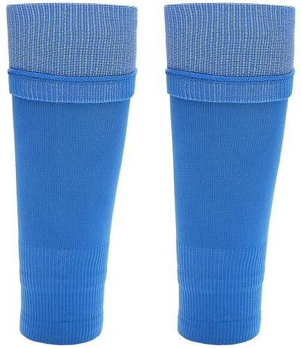 Sock Stack Adults Leg Sleeve Socks Fits Over Calf Shin Pads Compression Sleeves for Football Training Running, Blue