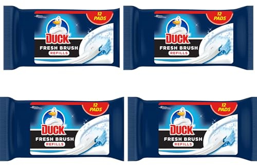 Duck Fresh Brush Toilet Cleaner | Disposable Toilet Bowl Cleaner | Removes Stains & Odours | Easy Brush & Flush | Fresh Scent | Hygienic Bathroom Cleaning (4x12-48Refill)