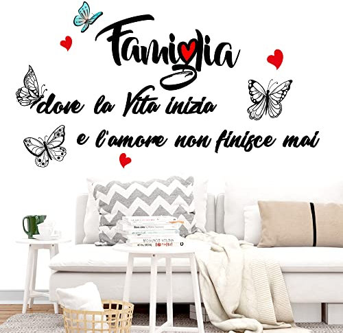 Stickerdesign Adesivo Murale Wall Stickers Frase Citazione Famiglia Amore e Vita Adesivi Murali Decorazione interni Frase