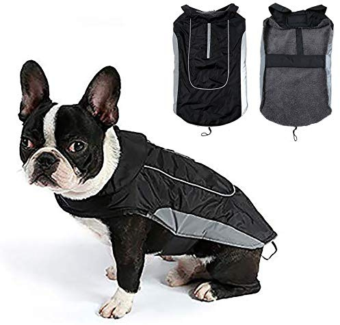 Morezi Dog Warm Coats Jackets Waterproof Coats with Harness Hole Puppy Coat for Small Medium Dogs - Black - XS