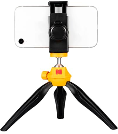 KODAK Smartphone Vloggningsstativ/filmhandtag för smartphones och kameror med ¼ skruvmonteringssystem (perfekt för vloggar/vloggning, avtagbar Bluetooth-fjärravtryckare, porträtt- eller liggande läge)