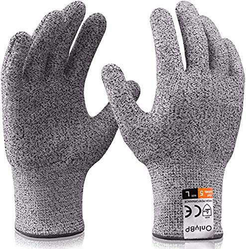OnlyBP® Gants de protection anti-coupe (1 paire) - Gants résistants aux coupures Niveau 5 (M) Gris