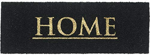 Felpudo de coco para casa, 26 x 75 cm, color negro, resistente para interior y exterior
