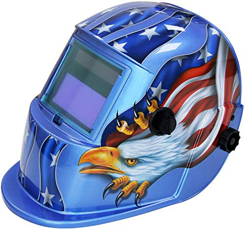 BOLTHO Welding Helmet Auto Darkening Mask Hood, Solar Powered Shield Equipment with Adjustable Shade Range 9-13 for Mig Tig Arc Welder Mask(Blue Eagle)