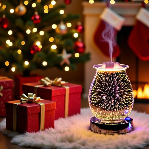 Wax Melt Warmer for Scented Electric Wax Burner for Halloween Christmas | Warm Light Wax Melt Burners Electric Oil Burner Fireworks LED Night Light Wax Warmer, Birthday & Holiday Gifts for Women Men