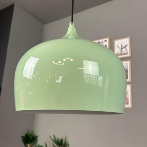 bamyum Hängelampe Kreis Pendelleuchte Metall Minzgrün Ø30 cm Deckenlampe Hängend E27 Leuchtmittel Wohnzimmer Küchenlampe Retro Esstisch Vintage Deko