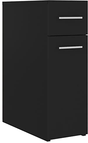 vidaXL Apothekerschrank Nischenschrank Nischenregal Miniregal Schrankchen Küchenschrank Standschrank Schrank Schwarz 20x45,5x60cm Holzwerkstoff