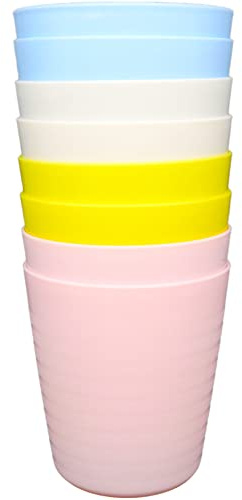 Bloomsworld 8 Toddler Plastic Cups Set, Reusable, BPA Free, Kids Picnic and Party Tableware for Boys and Girls
